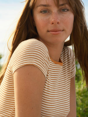 Image of Hemp Ribsy Tee in Orange Stripe