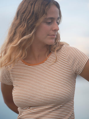 Image of Hemp Ribsy Tee in Orange Stripe