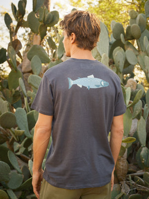 Image of Hemp Salmon Tee in Faded Navy