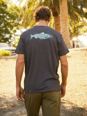 Image of Hemp Salmon Tee in Faded Navy