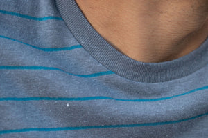 Image of Hemp Stripe Tee in Charcoal Ocean Stripe