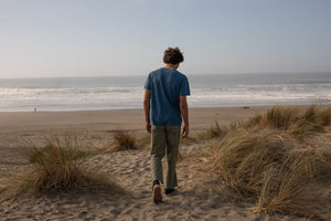 Image of Hemp Stripe Tee in Nippon Blue