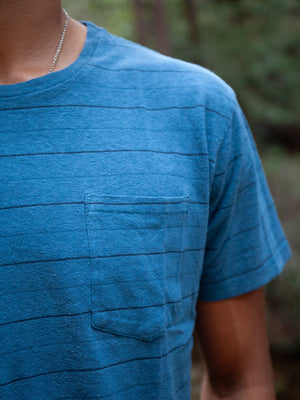 Image of Hemp Stripe Tee in Nippon Blue