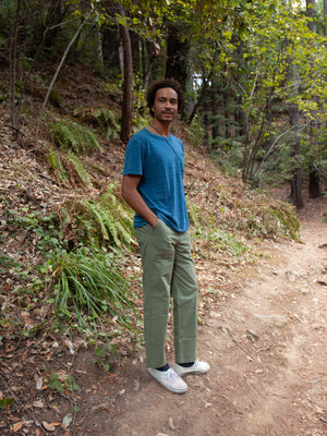 Image of Hemp Stripe Tee in Nippon Blue