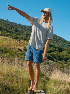 Image of Hemp Tee in Natural / Indigo Stripe