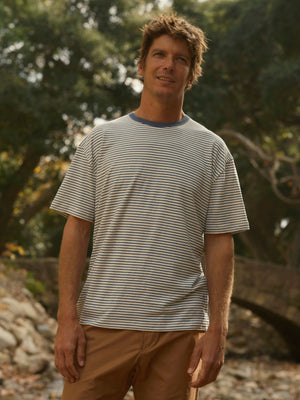 Image of Hemp Tee in Natural / Indigo Stripe