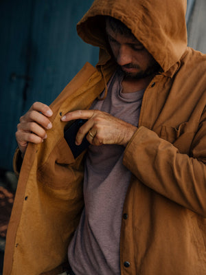 Image of Hooded Deck Jacket in Deep Tan