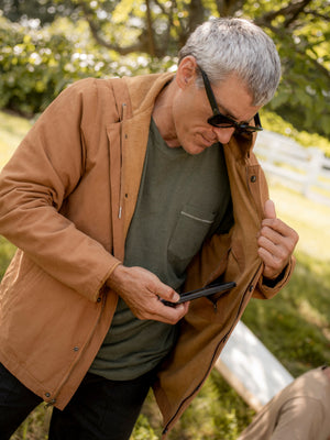 Image of Hooded Deck Jacket in Deep Tan