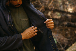 Image of Hooded Deck Jacket in Navy