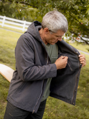 Image of Hooded Deck Jacket in Navy