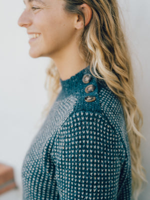 Image of Jessie Sweater in Navy Birds Eye