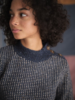 Image of Jessie Sweater in Navy Birds Eye