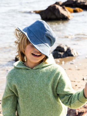Image of Kids Bucket Hat in Blue Corduroy