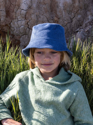 Image of Kids Bucket Hat in Blue Corduroy