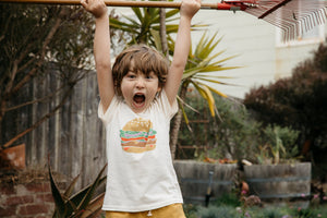 Image of Kids Cheeseburger Tee in Antique White