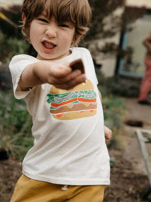 Image of Kids Cheeseburger Tee in Antique White