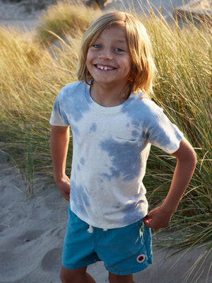 Image of Kids Hemp Pocket Tee in Indigo Tie Dye