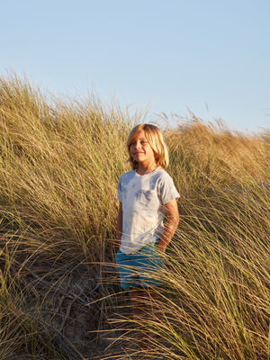 Image of Kids Hemp Pocket Tee in Indigo Tie Dye