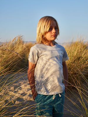 Image of Kids Hemp Pocket Tee in Indigo Tie Dye