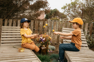 Image of Kids Hemp Pocket Tee in Mustard