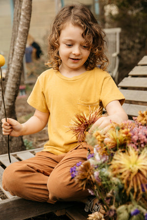 Image of Kids Hemp Pocket Tee in Mustard