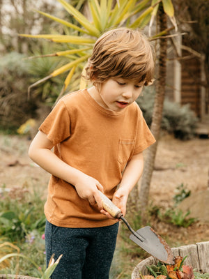 Image of Kids Hemp Pocket Tee in Orange Earth