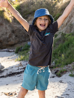 Image of Kids Shark Tee in Faded Black