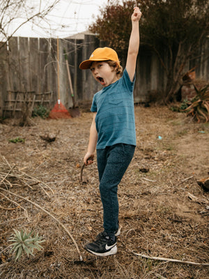 Image of Kids Stripe Pocket Tee in Nippon Blue