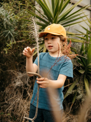 Image of Kids Stripe Pocket Tee in Nippon Blue