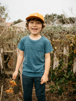 Image of Kids Stripe Pocket Tee in Nippon Blue