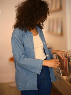 Image of Kraft Jacket in Denim Chambray