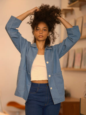 Image of Kraft Jacket in Denim Chambray