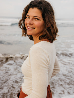 Image of Long Sleeve Rib Tee in Natural