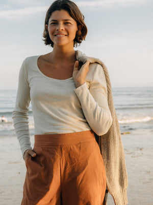 Image of Long Sleeve Rib Tee in Natural