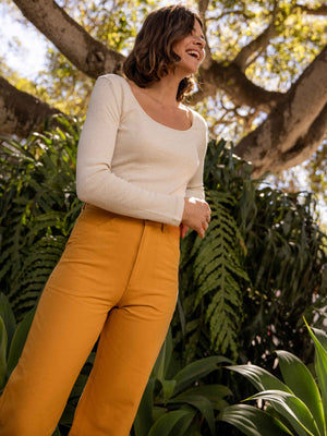 Image of Long Sleeve Rib Tee in Natural