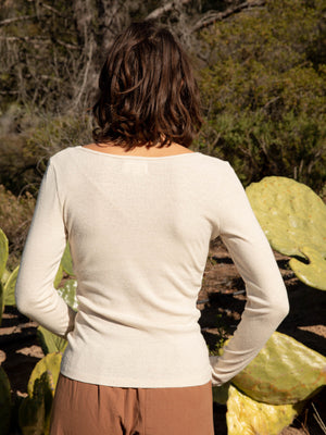 Image of Long Sleeve Rib Tee in Natural