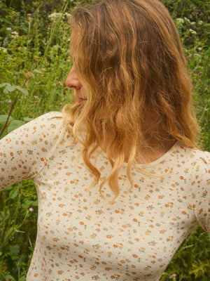 Image of Long Sleeve Ribsy Tee in Harvest Gold Floral