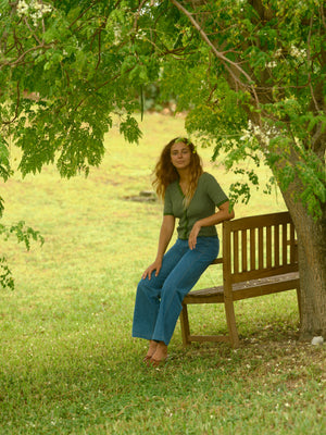 Image of Margot Tee in Green Stripe