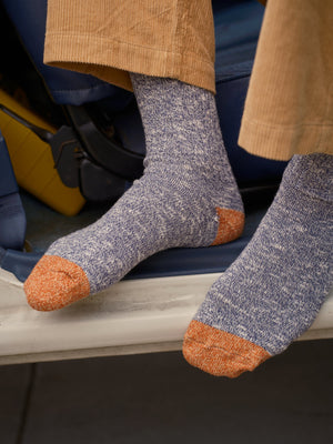 Image of Marled Utility Sock in Blue Jean