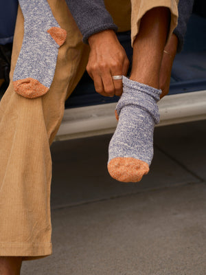 Image of Marled Utility Sock in Blue Jean