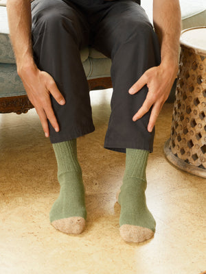 Image of Marled Utility Sock in Moss Green