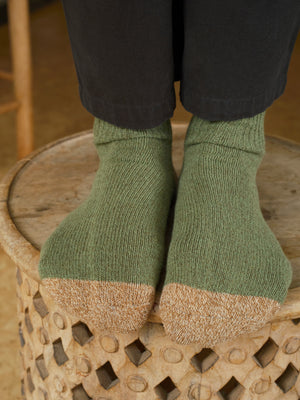 Image of Marled Utility Sock in Moss Green