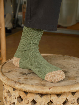 Image of Marled Utility Sock in Moss Green