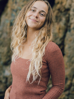 Image of Merino Long Sleeve Tee in Red Rock