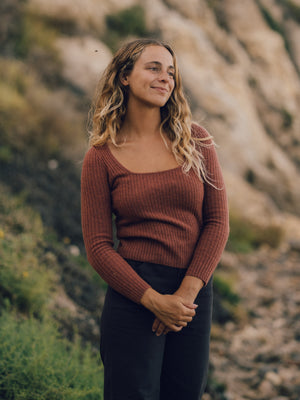 Image of Merino Long Sleeve Tee in Red Rock