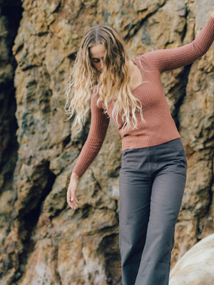 Image of Merino Long Sleeve Tee in Red Rock