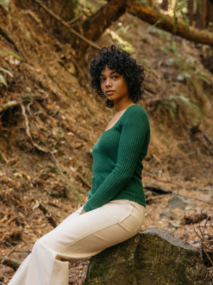 Image of Merino Long Sleeve Tee in Rover Green