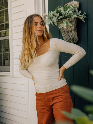 Image of Merino Long Sleeve Tee in Salt