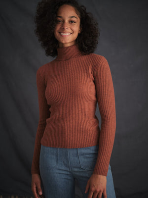 Image of Merino Turtleneck in Red Rock