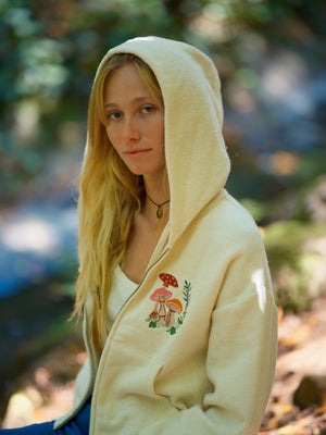 Image of Mushroom Garden Zip Hoodie in Natural